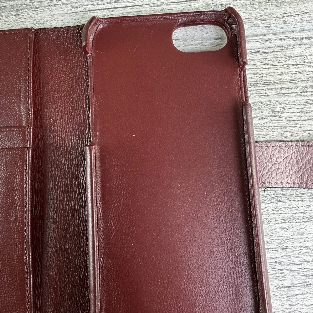 Mulberry iPhone 6 6s 7 Leather Wallet Folio Case Pink Burgundy Card Holder